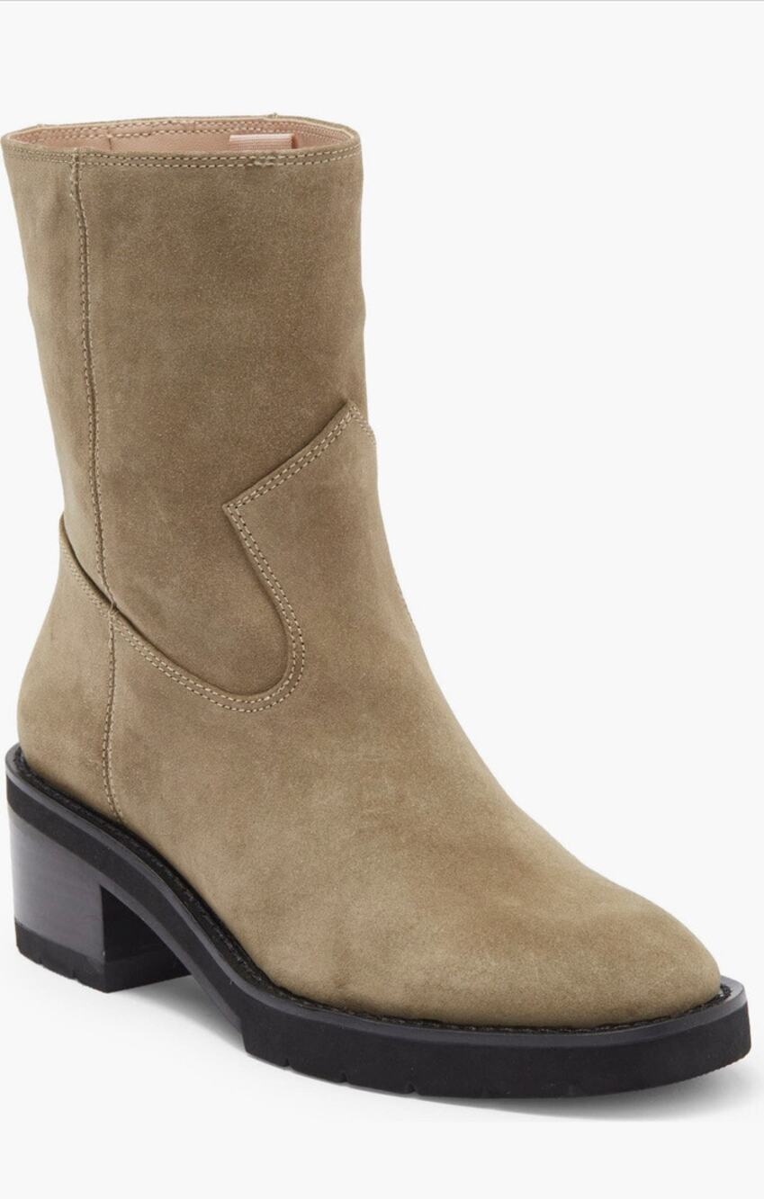 Stuart Weitzman Boulevard Moto Bootie Tan Size 10 NEW Suede Leather Lug Sole